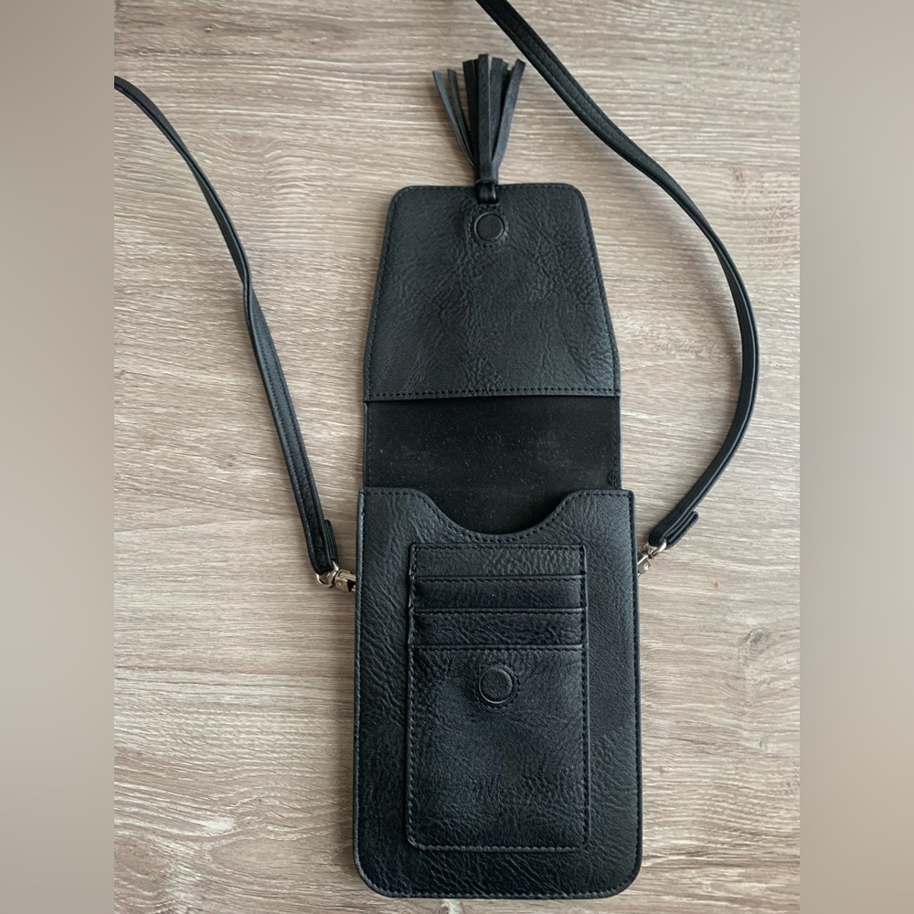 Black vegan leather crossbody